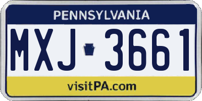 PA license plate MXJ3661