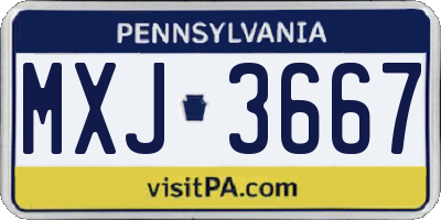PA license plate MXJ3667