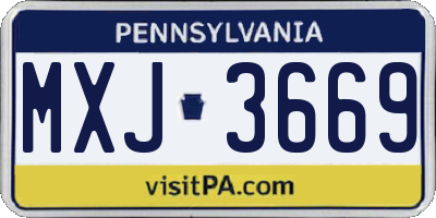 PA license plate MXJ3669