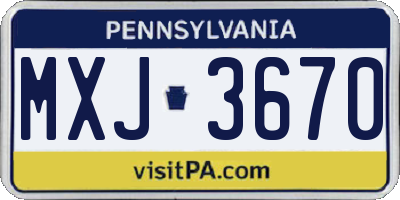 PA license plate MXJ3670