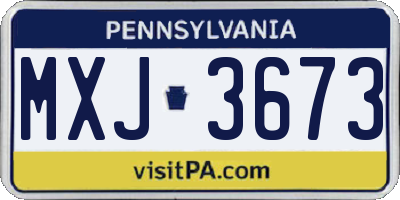PA license plate MXJ3673