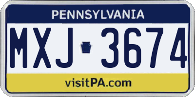 PA license plate MXJ3674