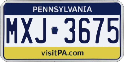 PA license plate MXJ3675