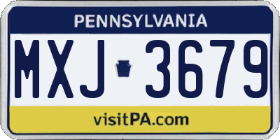 PA license plate MXJ3679