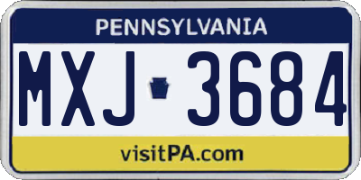 PA license plate MXJ3684