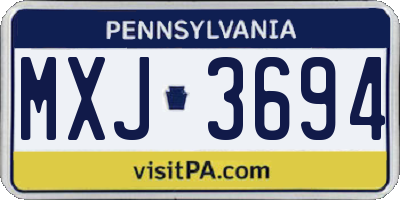 PA license plate MXJ3694