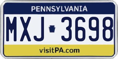 PA license plate MXJ3698