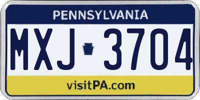 PA license plate MXJ3704