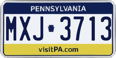 PA license plate MXJ3713