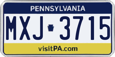 PA license plate MXJ3715