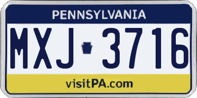 PA license plate MXJ3716