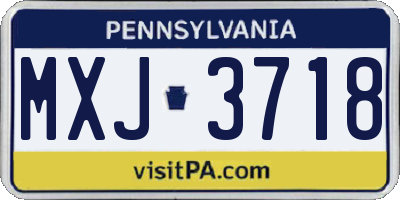 PA license plate MXJ3718