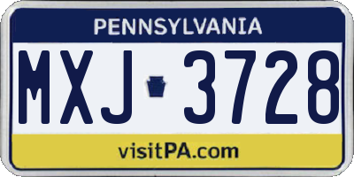 PA license plate MXJ3728