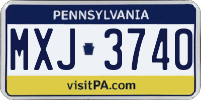 PA license plate MXJ3740