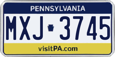 PA license plate MXJ3745