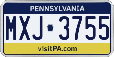 PA license plate MXJ3755