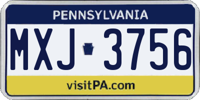 PA license plate MXJ3756