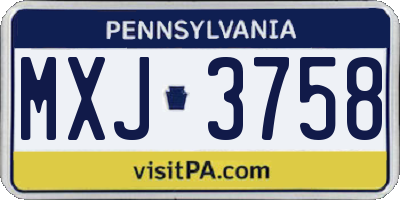 PA license plate MXJ3758