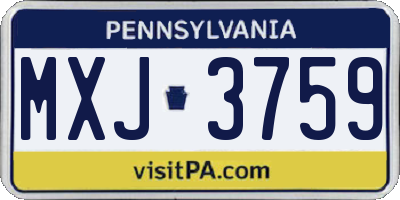 PA license plate MXJ3759