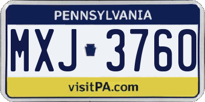 PA license plate MXJ3760