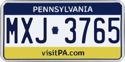 PA license plate MXJ3765