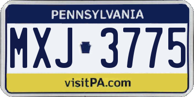 PA license plate MXJ3775