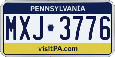 PA license plate MXJ3776