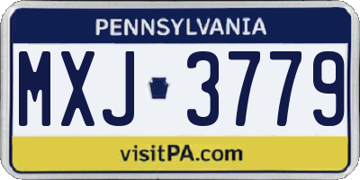 PA license plate MXJ3779