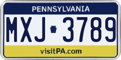 PA license plate MXJ3789