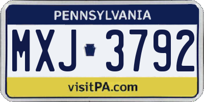 PA license plate MXJ3792