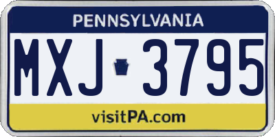PA license plate MXJ3795