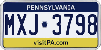 PA license plate MXJ3798