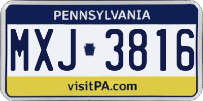 PA license plate MXJ3816