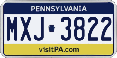 PA license plate MXJ3822