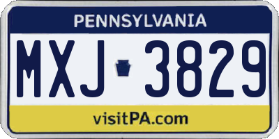 PA license plate MXJ3829
