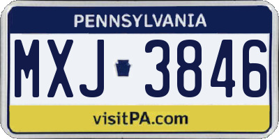 PA license plate MXJ3846