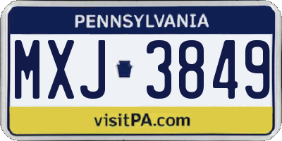 PA license plate MXJ3849