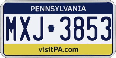 PA license plate MXJ3853
