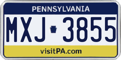 PA license plate MXJ3855