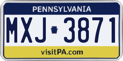 PA license plate MXJ3871