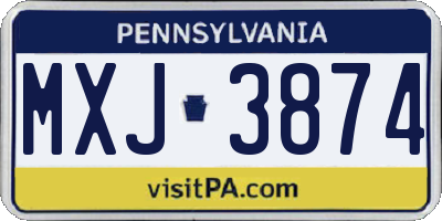 PA license plate MXJ3874