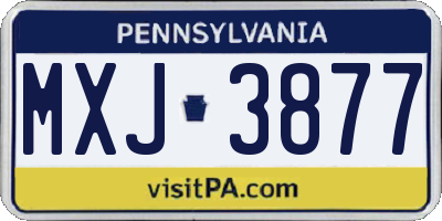 PA license plate MXJ3877