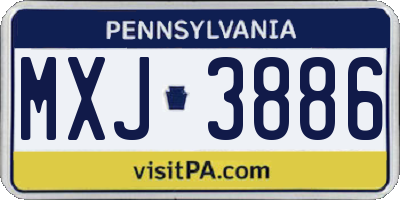 PA license plate MXJ3886
