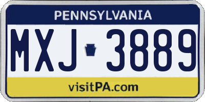 PA license plate MXJ3889
