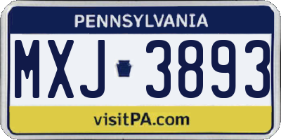 PA license plate MXJ3893