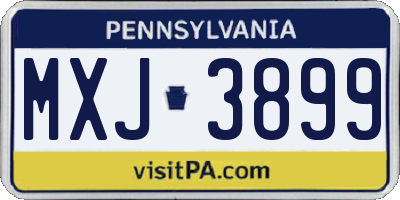 PA license plate MXJ3899