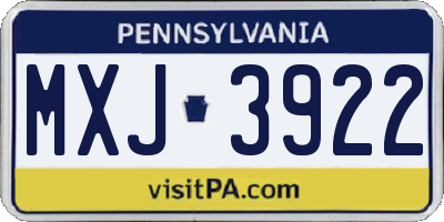 PA license plate MXJ3922