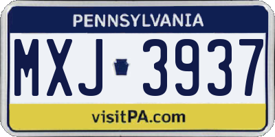 PA license plate MXJ3937