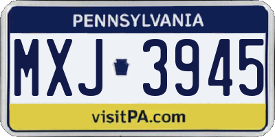 PA license plate MXJ3945