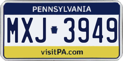 PA license plate MXJ3949